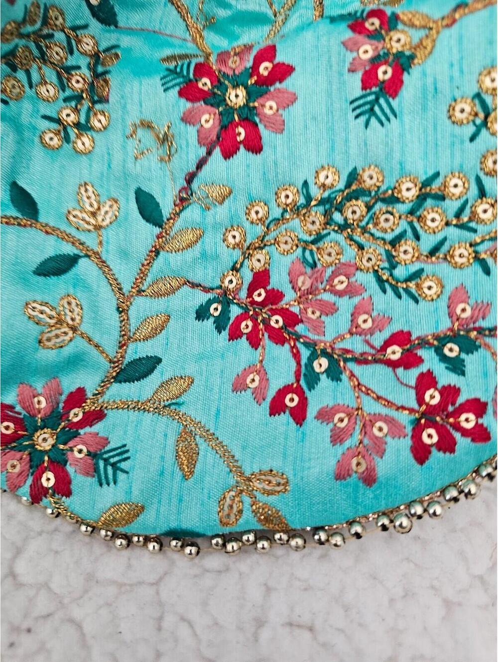 New Handmade Potli Bag Pouch Beads Embroidered Small Boho Multicolor 15.5 Long - Picture 4 of 13